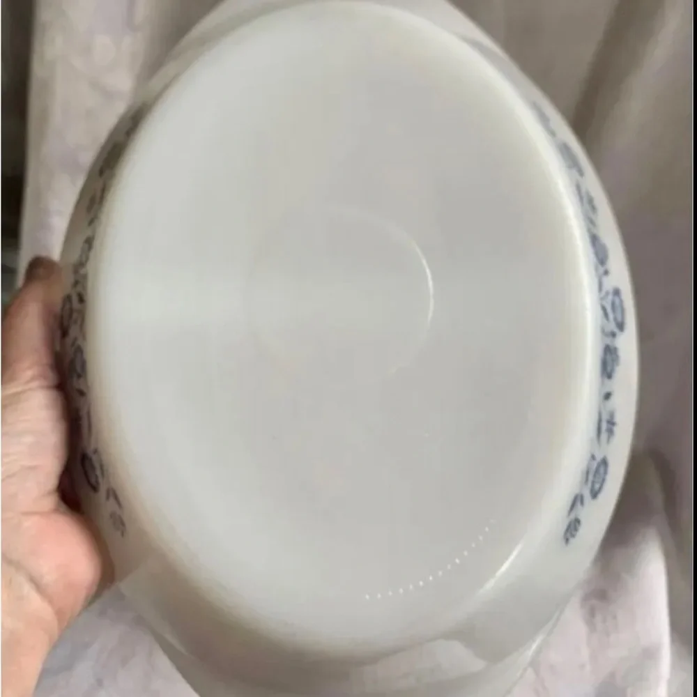 Vintage Glasbake 2 part casserole dish no lid blue floral design